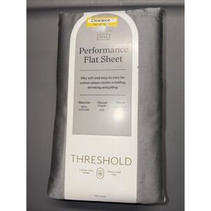 Threshold Performance FULL Flat Sheet, Classic Gray, 400 Thread Ct, 100% Cotton
